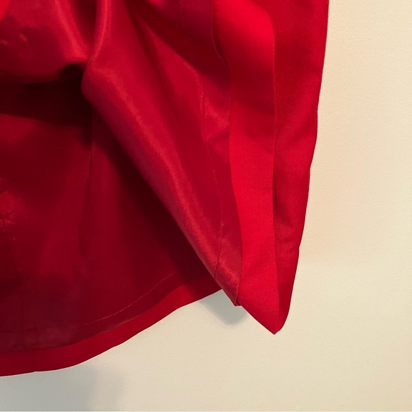 VTG Barry Bricken Red Linen Blend Skirt Sz. 18 Aline Button Front Lined Midi - Picture 2 of 4